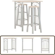 Ensemble de bar 3 pcs Bois et acier - Ensemble De Bar - Meuble De Salle à Manger - Table Et Chaises De Bar - Mobilier Extérieur - Set De Bar
