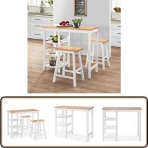 Vidaxl - Ensemble de bar 3 pcs mdf Blanc - Meuble De Bar - Ensemble De Bar - Table De Bar - Tabourets De Bar - Meuble Moderne