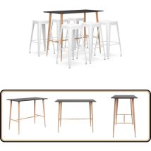 Ensemble de bar 7 pcs Noir et blanc - Ensemble De Bar - Mobilier De Salle à Manger - Table De Bar - Tabourets De Bar - Set De Bar