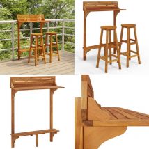 Ensemble de bar de balcon 3 pcs Bois d'acacia massif - Meubles De Jardin - Salon De Jardin - Table Bistro - Set De Jardin - Table Acacia - Home &