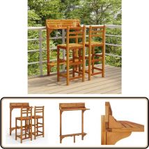 Ensemble de bar de balcon 3 pcs Bois d'acacia massif - Salon De Jardin - Meuble De Jardin - Set De Salon Extérieur - Table Bistro - Chaise De Jardin