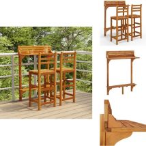 Ensemble de bar de balcon 3 pcs Bois d'acacia massif - Salon De Jardin - Meuble De Jardin - Set De Salon Extérieur - Table Bistro - Chaise De Jardin