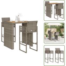 Vidaxl - Ensemble de bar de jardin 3 pcs sans coussins gris poly rotin - Ensemble De Bar De Jardin - Ensembles De Bar De Jardin - Ensemble De Table