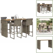 Vidaxl - Ensemble de bar de jardin 5 pcs avec coussins gris poly rotin - Ensemble De Bar De Jardin - Ensembles De Bar De Jardin - Ensemble De Table