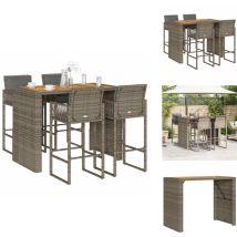Vidaxl - Ensemble de bar de jardin 5 pcs avec coussins gris poly rotin - Ensemble De Bar De Jardin - Ensembles De Bar De Jardin - Ensemble De Table