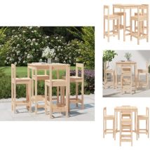 Ensemble de bar de jardin 5 pcs bois de pin massif - Ensemble De Bar De Jardin - Salon De Jardin - Mobilier De Jardin - Table De Bar - Chaises De Bar