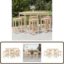 Ensemble de bar de jardin 7 pcs Bois de pin massif - Ensemble De Bar De Jardin - Salon De Jardin - Mobilier De Jardin - Table De Bar - Chaises De Bar