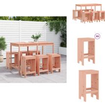 Ensemble de bar de jardin 7 pcs bois massif douglas - Ensemble De Bar Jardin - Salon De Jardin - Mobilier De Jardin - Table De Bar - Tabourets De Bar