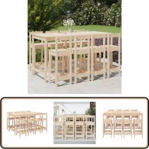 Ensemble de bar de jardin 9 pcs Bois de pin massif - Ensemble De Bar De Jardin - Salon De Jardin - Mobilier De Jardin - Table De Bar - Chaises De Bar