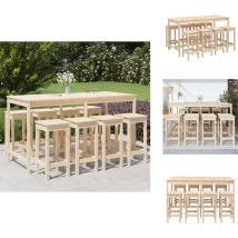 Ensemble de bar de jardin 9 pcs Bois de pin massif - Ensemble De Bar De Jardin - Salon De Jardin - Mobilier De Jardin - Table De Bar - Chaises De Bar