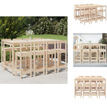 Ensemble de bar de jardin 9 pcs Bois de pin massif - Ensemble De Bar De Jardin - Salon De Jardin - Mobilier De Jardin - Table De Bar - Chaises De Bar