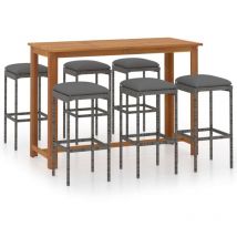 Abcrital - inlife Ensemble de bar de jardin avec coussins 7 pcs Gris