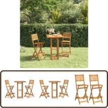Ensemble de bar d'extérieur 3 pcs Bois d'acacia massif - Meubles De Jardin - Salon De Jardin - Set De Bar Extérieur - Table De Bar - Chaises De Bar