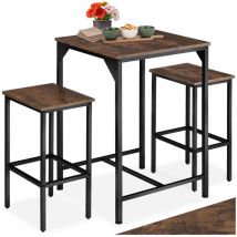 Ensemble de bar En 3 parties en Boir et Acier Table avec 2 tabourets