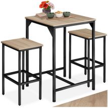 Ensemble de bar En 3 parties en Boir et Acier Table avec 2 tabourets