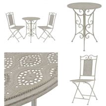Mobilier de bistro 3 pcs Acier Gris - Meubles De Jardin - Salon De Jardin - Set De Bistro - Table Et Chaises - Mobilier Extérieur - Home & Living