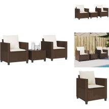 Vidaxl - Ensemble de bistro 3 pcs avec coussins marron résine tressée - Meubles De Jardin - Salon De Jardin - Set De Bistro - Résine Tressée