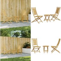 Ensemble de bistro 3 pcs bambou - Meubles De Jardin - Salon De Jardin - Set De Bistro - Mobilier Extérieur - Table Pliante - Home & Living