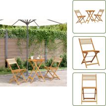 Vidaxl - Ensemble de bistro 3 pcs beige polypropylène et bois massif - Meubles De Jardin - Salon De Jardin - Mobilier Extérieur - Set De Bistro
