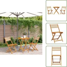 Vidaxl - Ensemble de bistro 3 pcs beige polypropylène et bois massif - Meubles De Jardin - Salon De Jardin - Set De Bistro - Mobilier Extérieur