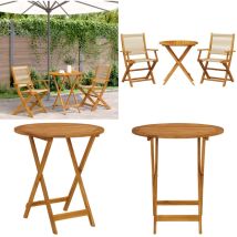 Vidaxl - Ensemble de bistro 3 pcs beige polypropylène et bois massif - Meubles De Jardin - Salon De Jardin - Set De Bistro - Mobilier Extérieur