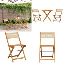Vidaxl - Ensemble de bistro 3 pcs beige polypropylène et bois massif - Meubles De Jardin - Salon De Jardin - Set De Bistro - Mobilier Extérieur