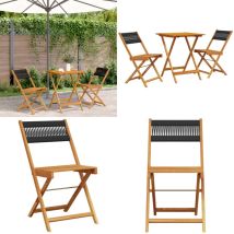 Vidaxl - Ensemble de bistro 3 pcs noir polypropylène et bois massif - Meubles De Jardin - Salon De Jardin - Mobilier Extérieur - Set De Bistro