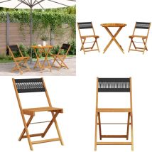 Vidaxl - Ensemble de bistro 3 pcs noir polypropylène et bois massif - Meubles De Jardin - Salon De Jardin - Set De Bistro - Mobilier Extérieur