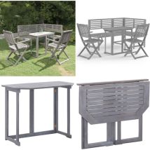 Ensemble de bistro 4 pcs Bois d'acacia solide Gris - Mobilier De Jardin - Salon De Jardin - Set De Bistrot - Acacia - Bois Massif - Home & Living