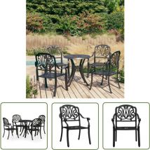 Les Tendances - The Living Store Ensemble de bistro 5 pcs Aluminium coulé Noir - Ensemble De Bistro - Salon De Jardin - Meuble De Jardin - Table De