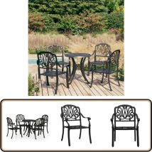 Ensemble de bistro 5 pcs Aluminium coulé Noir - Ensemble De Bistro - Salon De Jardin - Meuble De Jardin - Table De Bistro - Chaise De Bistro