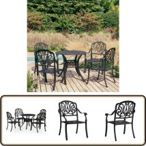 Ensemble de bistro 5 pcs Aluminium coulé Noir - Ensemble De Bistro - Salon De Jardin - Mobilier De Jardin - Table De Bistro - Chaise De Bistro