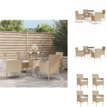 Ensemble de bistro de jardin 5 pcs coussins beige poly rotin - Meubles De Jardin - Salon De Jardin - Set De Bistro - Mobilier Extérieur - Table Bistro