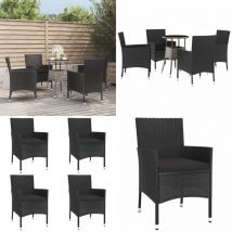 Ensemble de bistro de jardin 5 pcs coussins noir poly rotin - Meubles De Jardin - Salon De Jardin - Set De Bistro - Mobilier Extérieur - Table Bistro