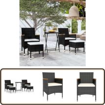 Vidaxl - Ensemble de bistro de jardin 5 pcs poly rotin et verre trempé - Meubles De Jardin - Salon De Jardin - Set De Bistro - Mobilier Extérieur