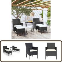 Vidaxl - Ensemble de bistro de jardin 5 pcs poly rotin et verre trempé - Meubles De Jardin - Salon De Jardin - Set De Bistro - Mobilier Extérieur