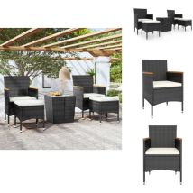 Vidaxl - Ensemble de bistro de jardin 5 pcs poly rotin et verre trempé - Meubles De Jardin - Salon De Jardin - Set De Bistro - Mobilier Extérieur