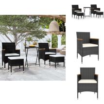 Vidaxl - Ensemble de bistro de jardin 5 pcs poly rotin et verre trempé - Meubles De Jardin - Salon De Jardin - Set De Bistro - Mobilier Extérieur
