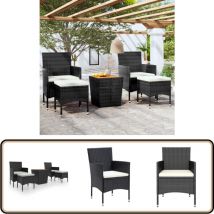 Vidaxl - Ensemble de bistro de jardin 5pcs Résine tressée et acacia Noir - Meubles De Jardin - Salon De Jardin - Set De Bistro - Mobilier Extérieur