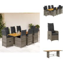 Ensemble de bistro de jardin 9 pcs coussins gris poly rotin - Ensemble De Bistro - Ensembles De Bistro - Ensemble De Bistro De Jardin - Ensemble De