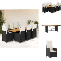 Ensemble de bistro de jardin 9 pcs coussins noir poly rotin - Ensemble De Bistro - Ensembles De Bistro - Ensemble De Bistro De Jardin - Ensemble De