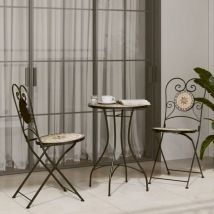 Ensemble de bistro mosaïque terre cuite blanc fer et céramique