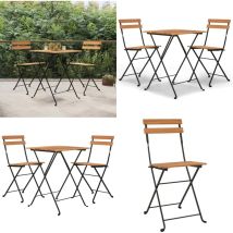 Vidaxl - Ensemble de bistro pliable 3 pcs Bois de teck massif et acier - Meubles De Jardin - Salon De Jardin - Set De Bistro - Table Pliante