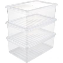 Ensemble de boîtes de rangement 3x11 l, plastique, naturel transparent, 39 x 26,5 x 14 cm