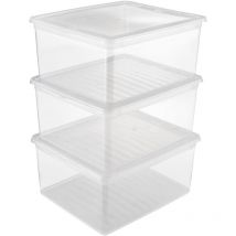Keeeper - Ensemble de boîtes de rangement 3x18 l, plastique, naturel transparent, 39 x 33,5 x 18 cm