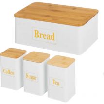 Unimasa - Ensemble de Boites pour la cuisine blanc et bois