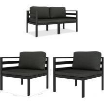 Salon de jardin 2 pcs avec coussins Aluminium Anthracite - Salon De Jardin - Meubles De Jardin - Ensemble De Canapé - Canapé D'extérieur - Aluminium