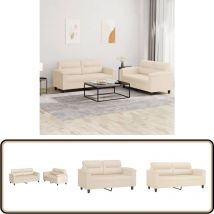 Ensemble de canapés 2 pcs avec coussins beige tissu microfibre - Canape - Ensemble De Canapés - Canapé Beige - Canapé Microfibre - Canapé Design