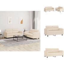 Ensemble de canapés 2 pcs avec coussins beige tissu microfibre - Canape - Ensemble De Canapés - Canapé Beige - Canapé Microfibre - Canapé Design