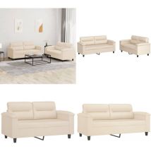 Ensemble de canapés 2 pcs avec coussins beige tissu microfibre - Canape - Ensemble De Canapés - Canapé Beige - Canapé Microfibre - Canapé Design